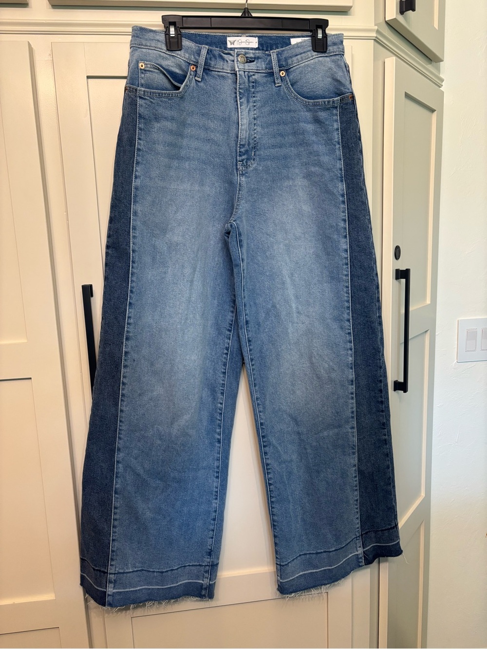 Jessica Simpson Freesia Two-Tone Wide-Leg Cotton Blend Jeans Sz 8 - Picture 2 of 8